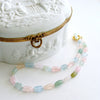 Aquamarine Morganite Heliodore Beryl Nuggets Inlay Opal Toggle Choker Necklace - Francesca II Necklace