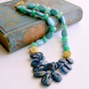 Kyanite Turquoise & Chrysoprase Statement Necklace - Lala II Necklace