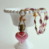 Ruby Moonstone Necklace With Glass Moser Chatelaine Heart Scent Bottle - La Vie En Rose