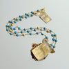 Triple Strand Turquoise Pyrite Bracelet Georgian Turquoise Garnet Clasp - Seona Bracelet