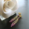 Pink Sapphire Micro Seed Pearls Filigree Heart Post Earrings - Valentina Duster Earrings II