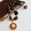 Garnet Slices With Byzantine Garnet Moonstone Pendant Necklace - Constantia Necklace