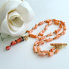Coral Branch Necklace Removable Hand and Heart Coral Lampwork Figa Pendant - Cordelia Necklace