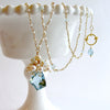 Shield Cut Aquamarine Seed Pearl Cluster Pendant Necklace - Diana II Necklace