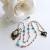 Sleeping Beauty Turquoise Pink Sapphire Pearl Rubies Georgian Porcelain Mourning Locket Necklace - Emiline Necklace