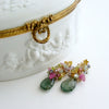 Moss Aquamarine, Pink Topaz, Pink Zircon, Amethyst, Peridot, Iolite Cluster Earrings - Fleur V Earrings