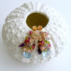 Blue/Pink Topaz, Amethyst, Lemon/Cherry Quartz, Peridot, Iolite Cluster Earrings - Fleur VIII Earrings