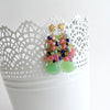 Chrysoprase Turquoise Peridot Lapis Spinel Pink Sapphire Leaves Cluster Earrings - Fleur VIII Earrings