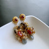 Moonstone Citrine Sesparite Quartz Zircon Hessonite Carnelain Cluster Earrings - Fleurs d’Automme Earrings