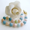 Beryl Aquamarine Morganite Choker Necklace Opal MOP Toggle Clasp - Fontanne IV Necklace