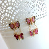 Watermelon Tourmaline Double Butterfly Earrings - Le Papillon Earrings