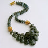 Tourmilated Moss Aquamarine Briolette Choker Necklace - Marjory Necklace