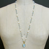 Aqua Venetian Intaglio Blue Topaz Freshwater Pearl Necklace - Matera II Necklace