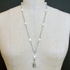 Aquamarine Pearl Sterling Silver “MOM” Heart Bell Pendant Necklace - “Mom” Bell Necklace