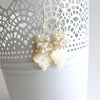 Carved Mother of Pearl Freshwater Pearls Rock Crystal Cluster Earrings - Sabrina Earrings