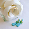 Carved Turquoise Aqua Blue Opal Cluster Earrings - Trisha Earrings