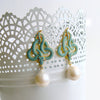 Turquoise Crystal Baroque Pearl Snake Earrings - Lindie Earrings