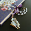 Fossilized Aura Coral Pink Amethyst Rose Quartz Necklace - Violet II Necklace