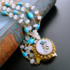 Sleeping Beauty Turquoise Moonstone Georgian Pinchbeck Clasp Bracelet - Dottie Bracelet