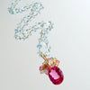 #1 Delphine III Necklace - Pink:Blue Topaz Emerald Citrine Rose Quartz