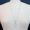 #5 Matera Necklace - Aquamarine Freshwater Pearls Aqua Intaglio Necklace