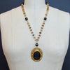 #7 Cari Necklace - Amber Quartz Onyx Antique Onyx Foliate Cameo Brooch