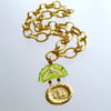#1 Irvina Necklace - Cast Intaglio Peridot Green Venetian Glass Shell