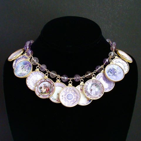 #1 China Doll Lavender Purple Necklace - Pink Amethyst Porcelain Plates
