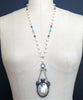 #5 Alana Necklace - MOP Scent Bottle Pearls Turquoise