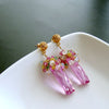 #4 Delphine III Earrings - Pink Topaz Baguette Cluster Earrings
