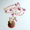 #1 Toinette Necklace - Salmon Chalcedony Pink Quartz Salmon Opaline Scent Bottle Necklace