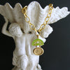 #3 Irvina Necklace - Cast Intaglio Peridot Green Venetian Glass Shell
