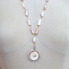 #6 Georgiana Necklace - Lover's Eye Locket Pink Blush Biwa Pearls