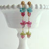 Watermelon Tourmaline Slices Pink Topaz Apatite Peridot Duster Earrings - Andrea V Earrings