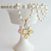 Freshwater Pearls Removable Venetian Pastel Intaglio Maltese Cross Pendant - Basiglio Necklace
