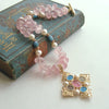 Maltese-Style Intaglio Removable Pendant, Rose Quartz, Apatite and Pearls Choker Necklace - Catania Necklace