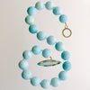 Naco Turquoise Choker Necklace Mother-of-Pearl Opal Inlay Toggle - Charlene III Necklace