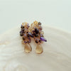 Champagne Citrine Carved Amethyst Leaves Cluster Earrings - Fleur X Earrings
