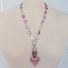 Ruby Moonstone Necklace With Glass Moser Chatelaine Heart Scent Bottle - La Vie En Rose