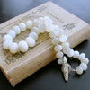 White Moonstone Choker Necklace with Abalone Inlay Toggle - Selene Necklace