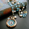 Sailor’s Valentine Pocket Watch Aqua Chalcedony Labradorite Necklace - Antigua IV Necklace