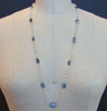 Long Moonstone With Kyanite Bezel Slab Stations Necklace - Atasi Necklace