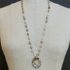Champagne Moonstone Necklace with Detachable Geode Slice Pendant - Coco Necklace