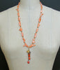 Coral Branch Necklace Removable Hand and Heart Coral Lampwork Figa Pendant - Cordelia Necklace