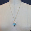 Shield Cut Aquamarine Seed Pearl Cluster Pendant Necklace - Diana II Necklace