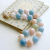 Beryl Aquamarine Morganite Choker Necklace Opal MOP Toggle Clasp - Fontanne IV Necklace