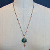 Green Tourmaline Slice With Hand Linked Tourmaline Chain - Laurel Pendant Necklace