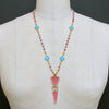 Venetian Glass Medusa Intaglio Cameo Pink Sapphire Turquoise Quatrefoil Necklace - Medusa Urn Necklace