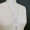 Aquamarine Pearl Sterling Silver “MOM” Heart Bell Pendant Necklace - “Mom” Bell Necklace