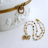 18/14K Solid Gold Pink Green Watermelon Tourmaline Butterfly Necklace - Le Papillon XIV Necklace